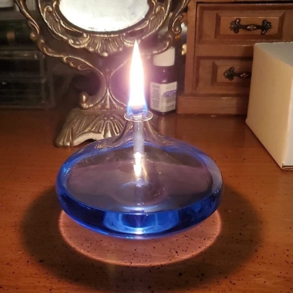 Brand New Handmade Oil Lamp Candle Decorative Refillable Glass Lantern Ice Blue - Picture 1 of 10